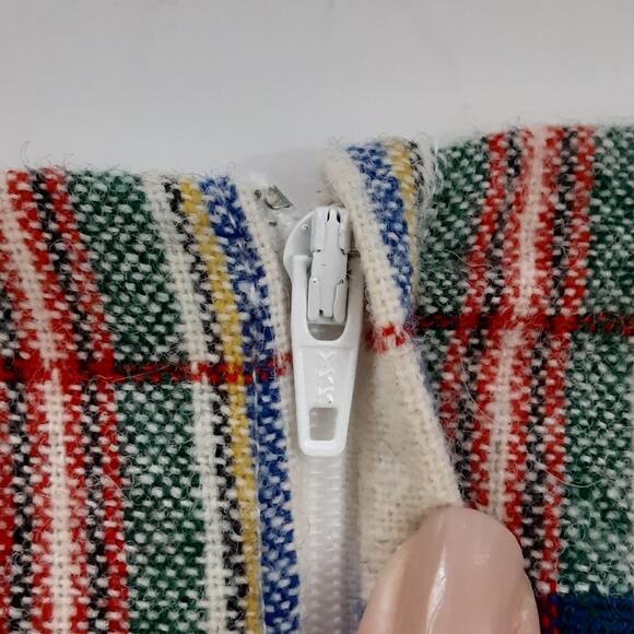 Vintage 1980s Wool Flannel Shift Dress Red Rothesay Tartan Plaid Handmade Lined - Picture 6 of 15